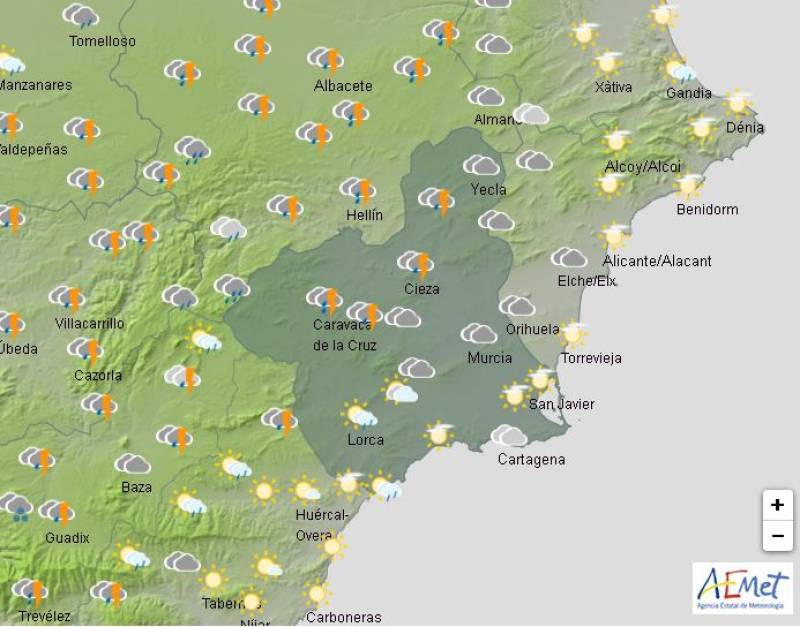 Unsettled weather all weekend: Murcia forecast Mar 28-31