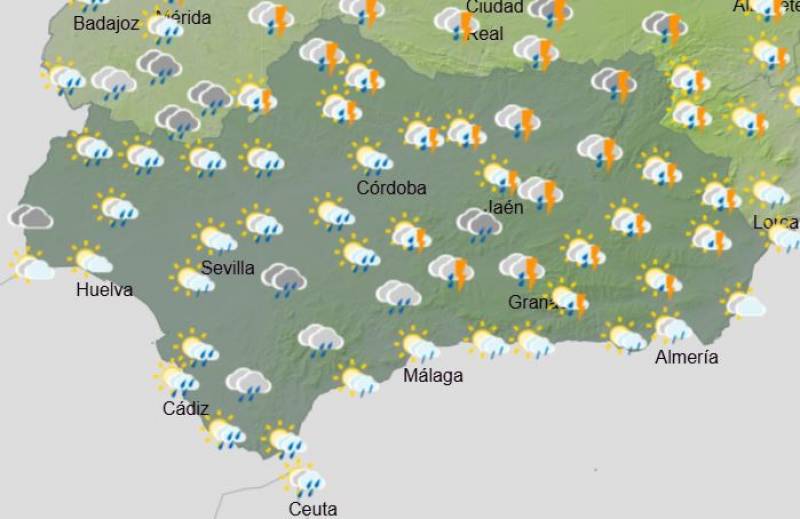 Andalusia weekly weather forecast January 27-February 2: Driving rain, storms and snow