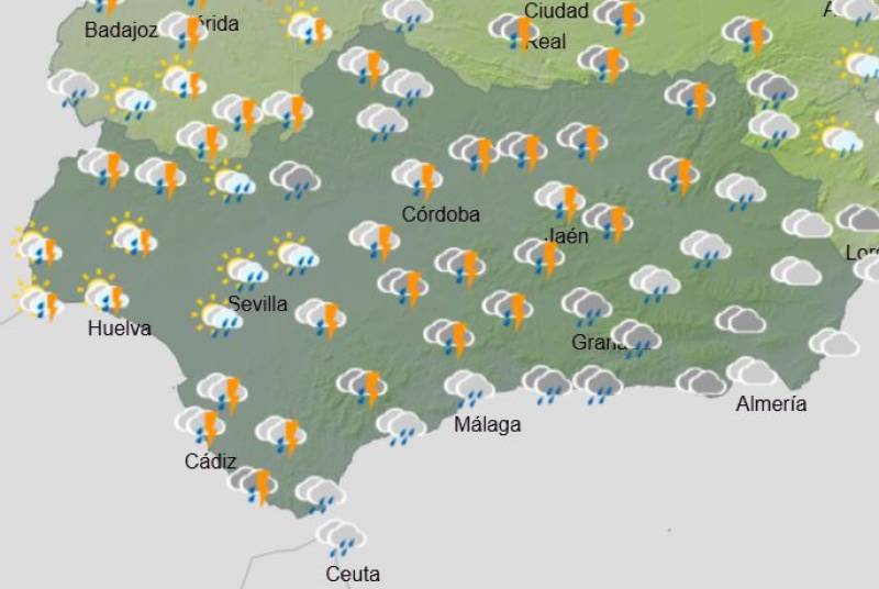 Andalusia weekly weather forecast January 27-February 2: Driving rain, storms and snow