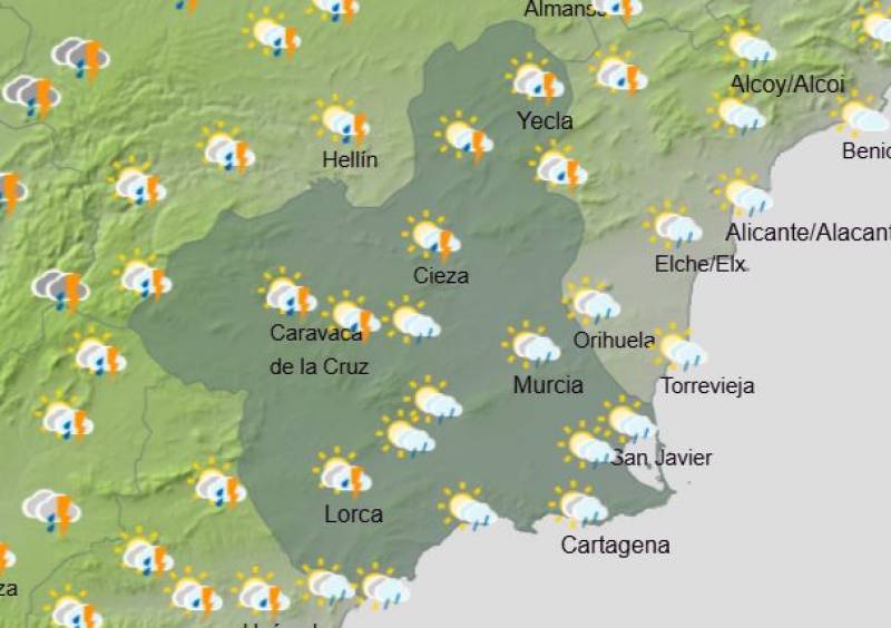 Murcia weekly weather forecast January 27-February 2: Sudden cold snap, heavy wind and rainstorms