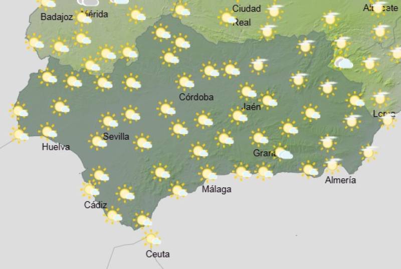 Andalucía weekend weather forecast May 15–18: Sunshine dominates, with a few showers in the east