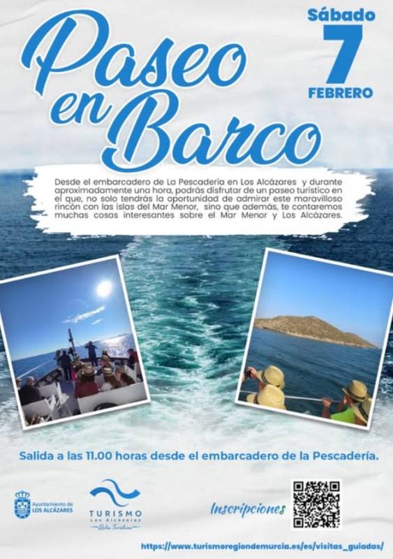 February 7 Free boat trip on the Mar Menor setting out from Los Alcázares
