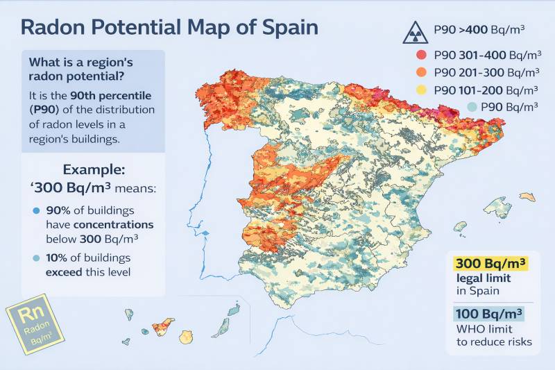 Silent lung cancer risk in Spain: What the radon map really shows