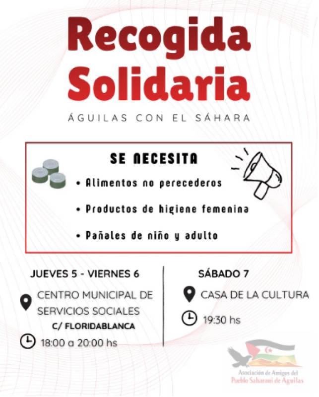 Águilas launches charity drive in support of Sahrawi refugee camps