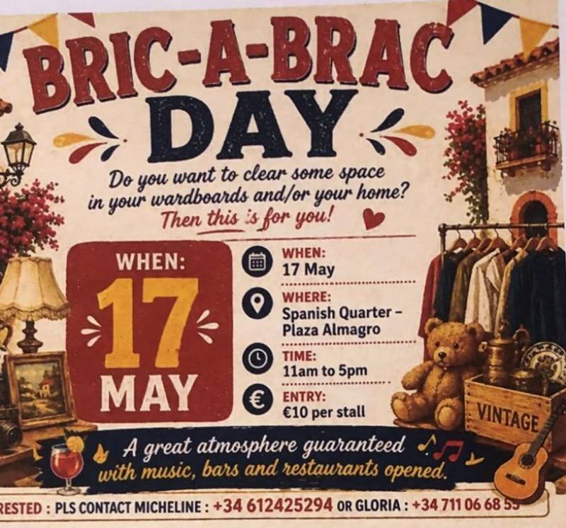 May 17 Bric-a-Brac Day on the square at Hacienda del Álamo