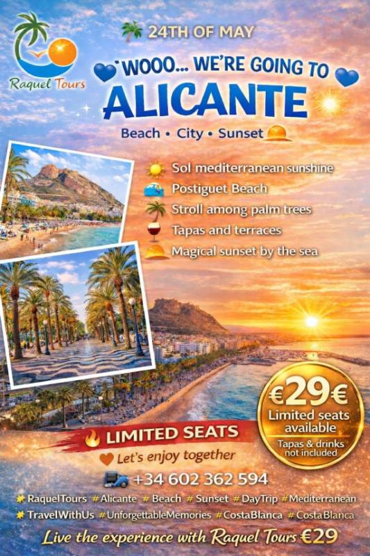 May 24: Spend a perfect Sunday in Alicante with Raquel Tours Murcia